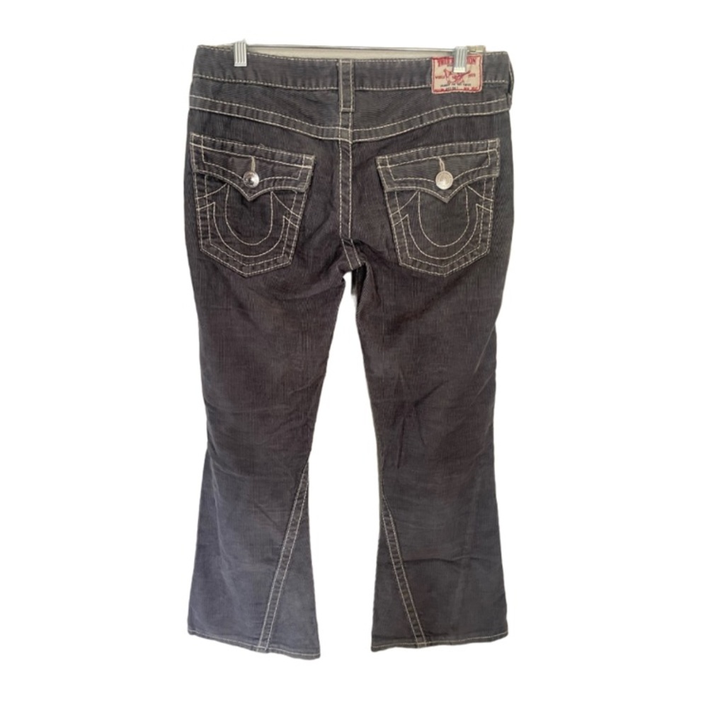TRUE RELIGION Joey Big T gray corduroy flare wide leg jeans size 30